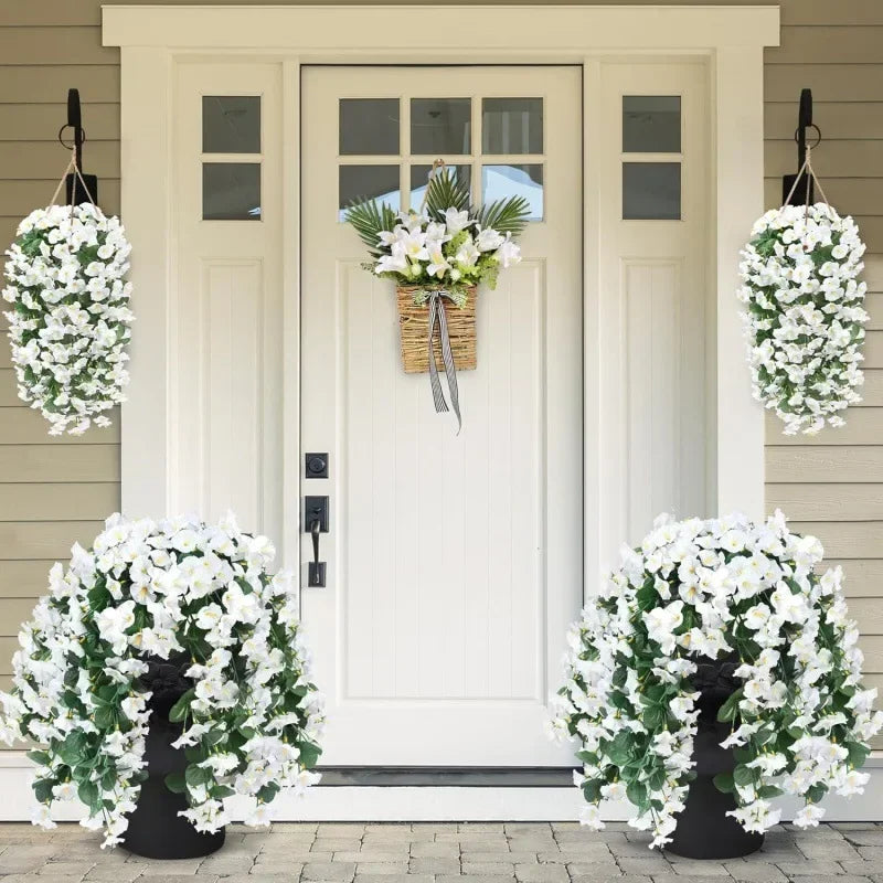 Artificial Hanging Flowers & Plants – UV Resistant Mixed Color Faux Flower Garland for Easter 2025, Wedding Decor, Home, Room & Outdoor Decoration