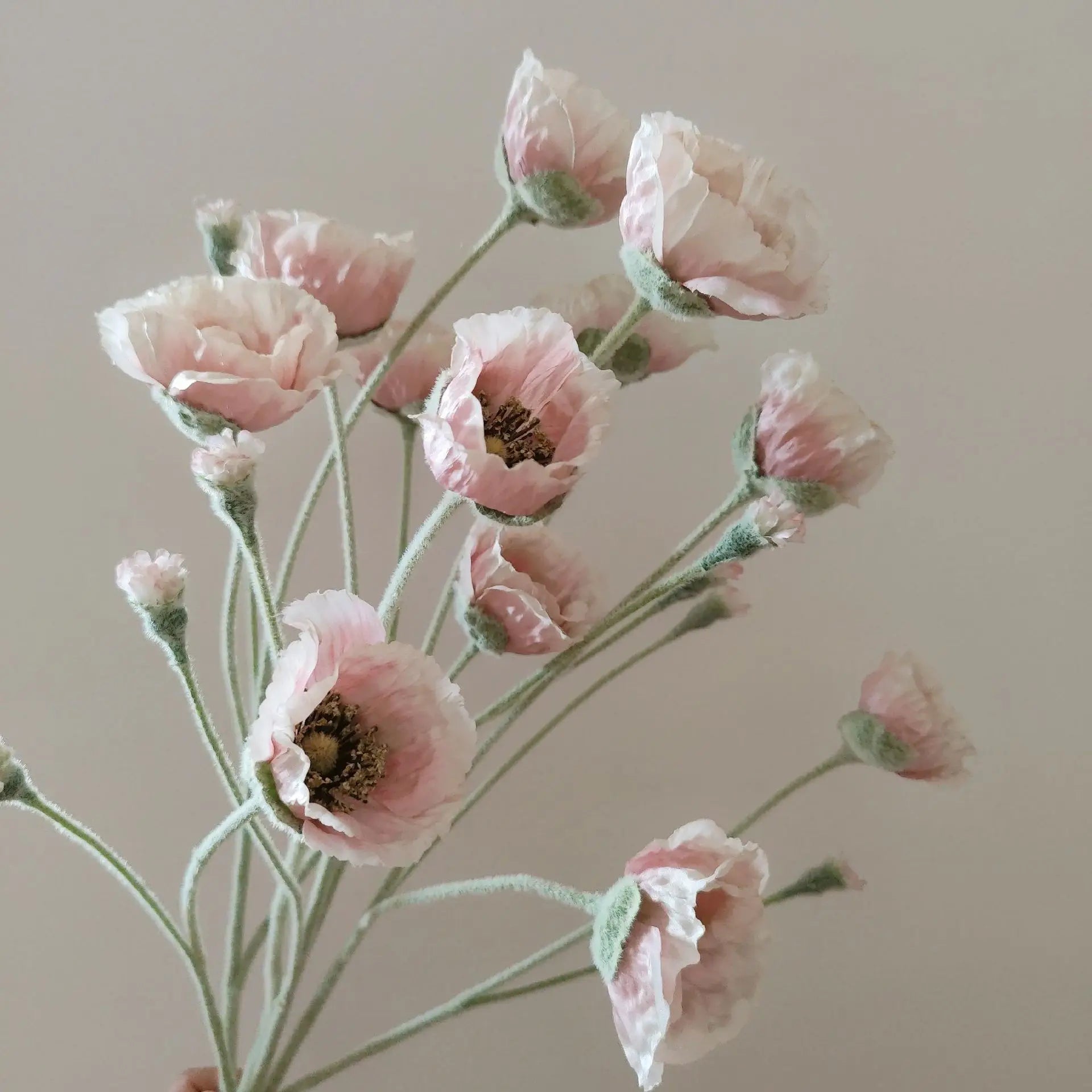Artificial Poppy Stems – 65cm Long Faux Flowers for Wedding, DIY Decor