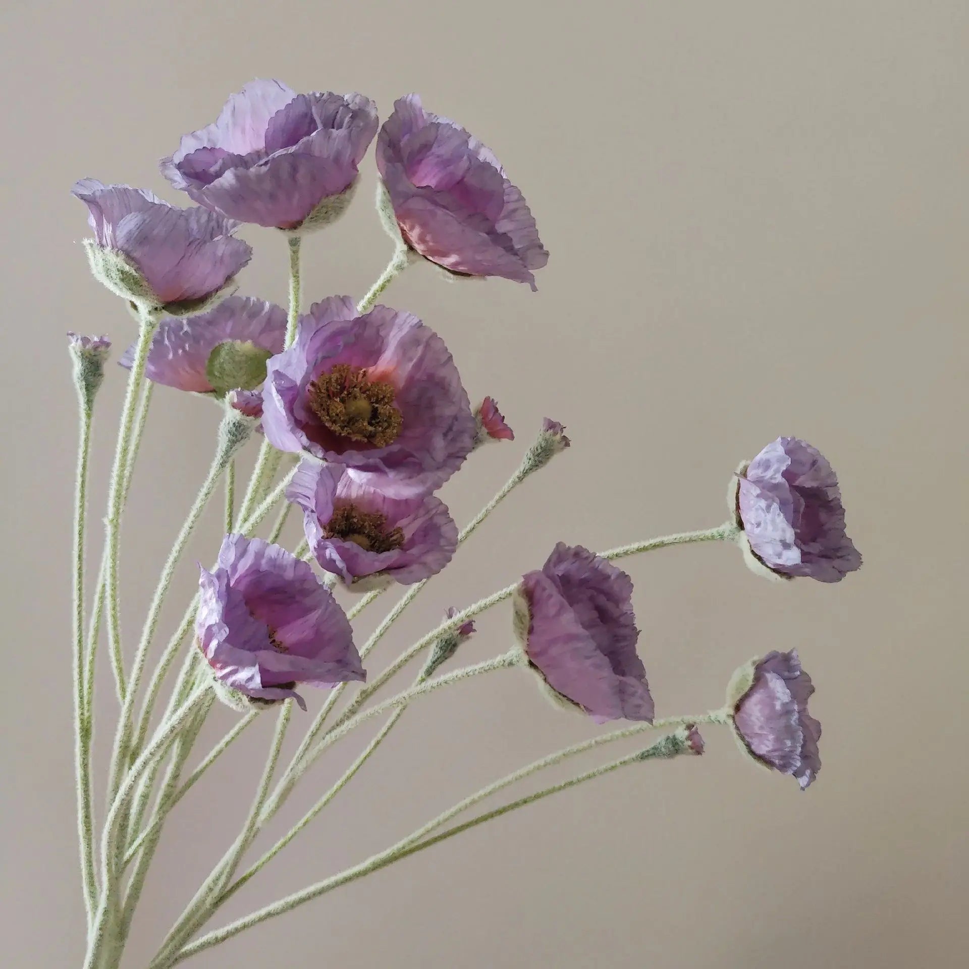 Artificial Poppy Stems – 65cm Long Faux Flowers for Wedding, DIY Decor
