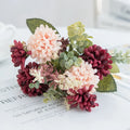 Artificial Lavender Ball Chrysanthemum Bouquet Bulk Arrangement