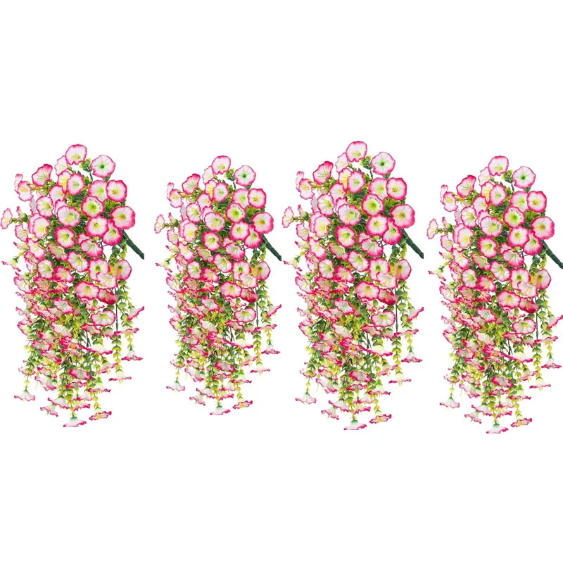 1/10PCS Artificial Morning Glory Hanging Flowers – UV Resistant Faux Petunia Vine Plants for Outdoor Wall, Garden, Porch, Wedding & Home Decor