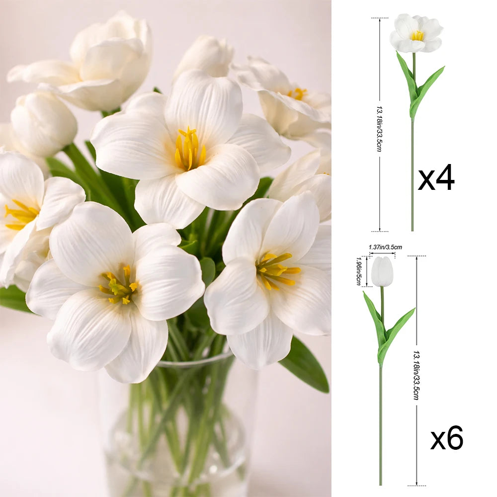 10PCS Mixed Pink Brownie Tulip Bouquet – PU Artificial Tulip Flowers for Wedding Centerpieces, Home Room Decor, Indoor Vase Arrangements & Mother’s Day Gifts
