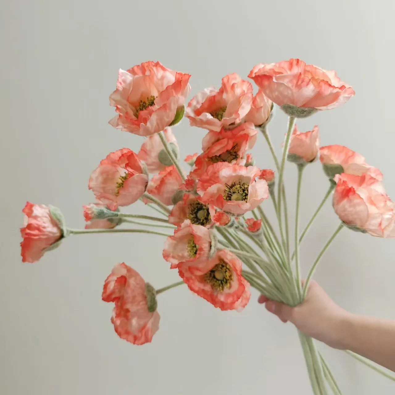 Artificial Poppy Stems – 65cm Long Faux Flowers for Wedding, DIY Decor