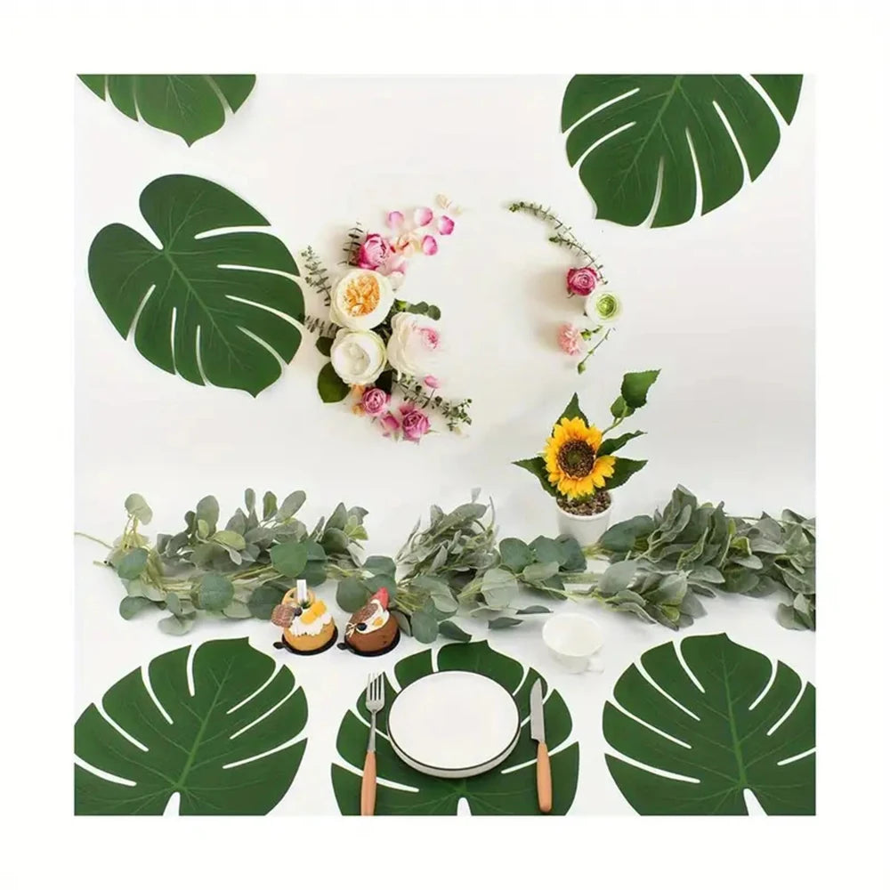 38PCS Artificial Palm Leaf Set Bulk – Realistic Tropical Faux Greenery Bouquet