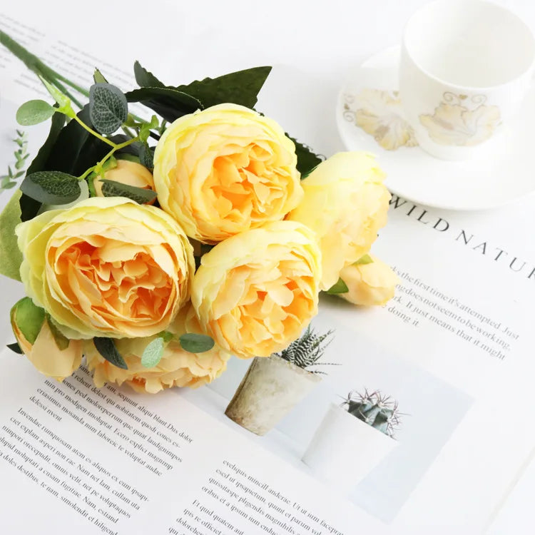 Artificial Rose & Peony Bouquet – Silk Wedding Bridal Flowers, Faux Roses & Peonies