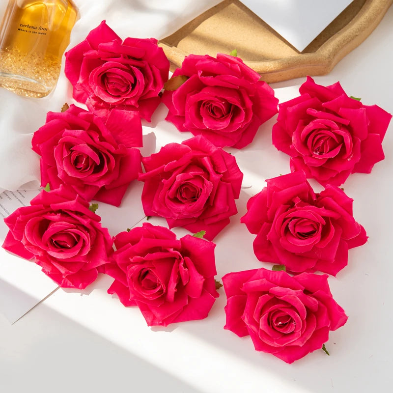 100PCS Artificial Silk Rose Heads Bulk – 10cm Faux Flowers