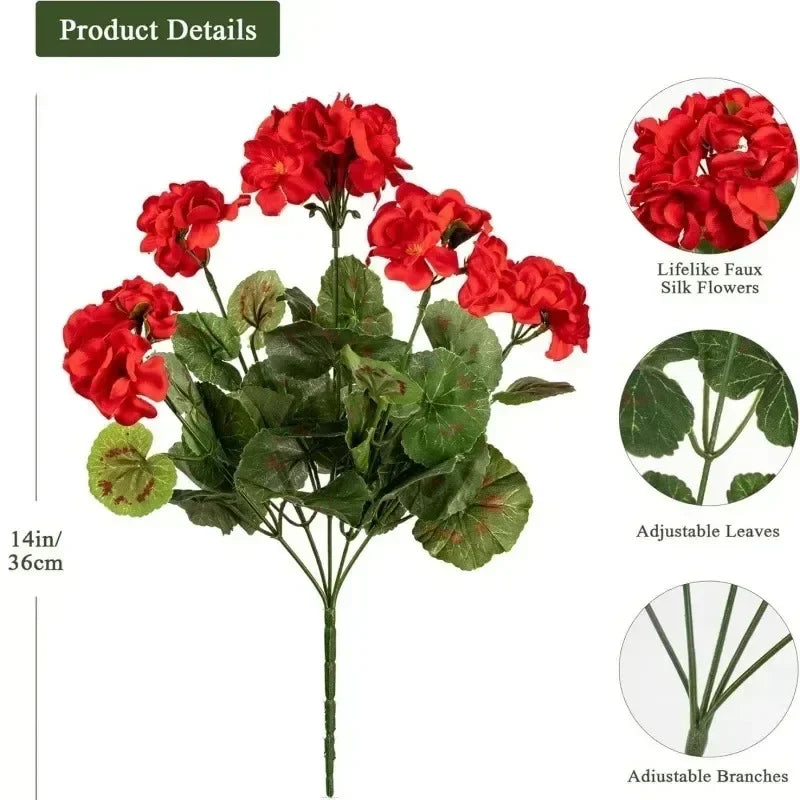 1-8PCS UV Resistant Artificial Begonia Flowers – Realistic Faux Outdoor Flower Heads for Garden, Porch, Patio, Wedding Decor & Floral Arrangements