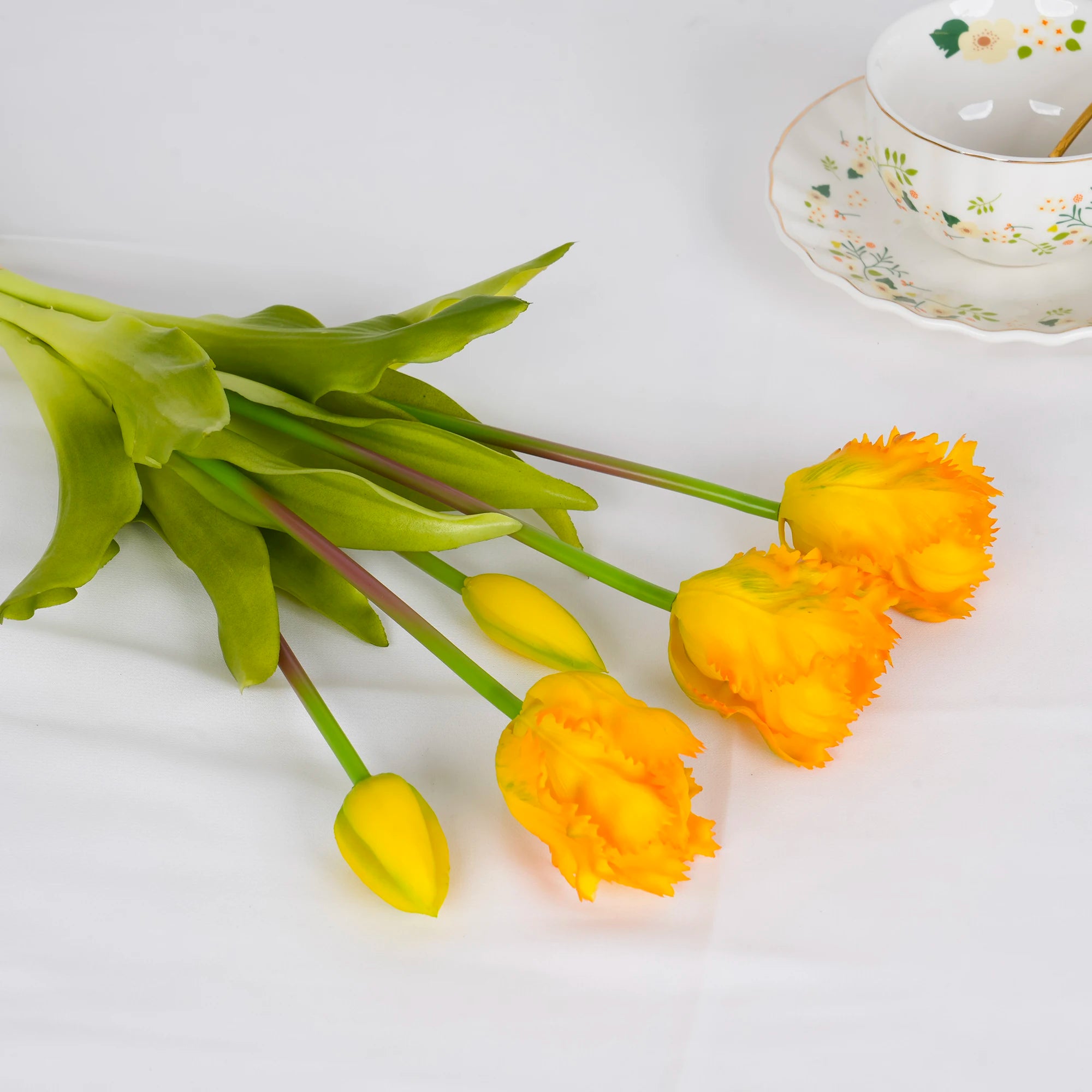 Parrot Wave Real Touch Tulip Artificial Flowers Bulk – Soft Silicone Latex Faux Tulip Bouquet | Perma Petals