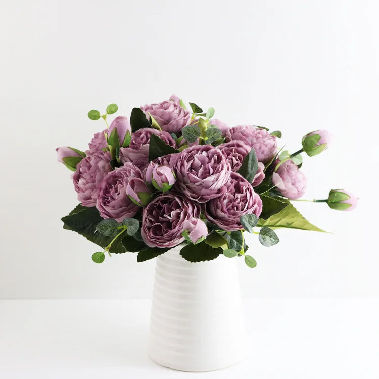 Artificial Rose & Peony Bouquet – Silk Wedding Bridal Flowers, Faux Roses & Peonies
