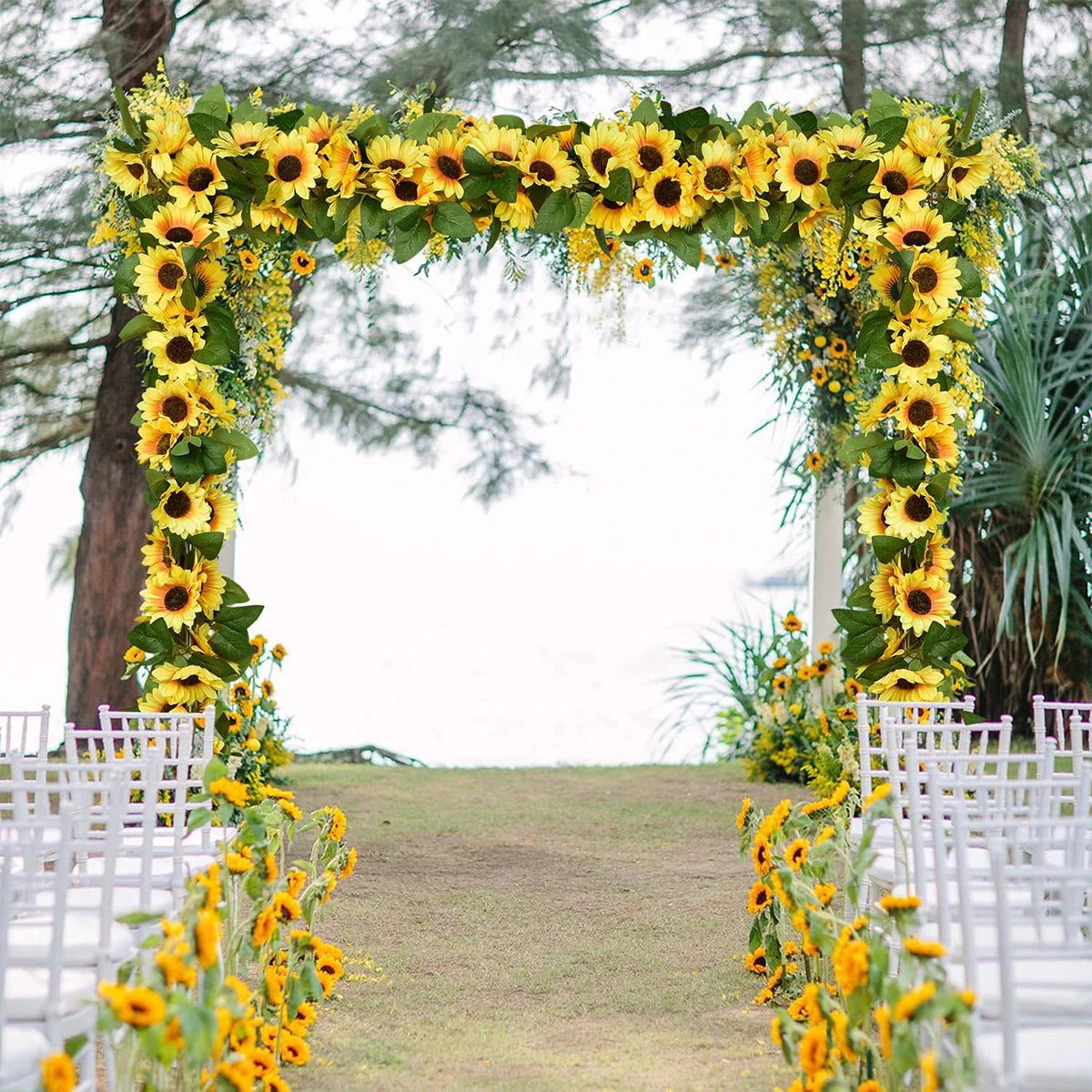 Artificial Sunflower Vine Garland – Hanging Wreath