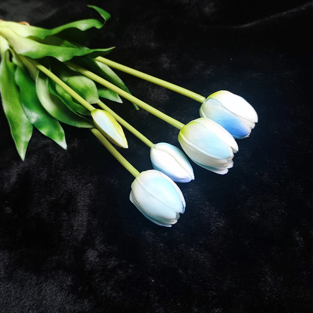 5PCS Real Touch Silicone Tulip Artificial Flower Bouquet Bulk – Latex Faux Tulips