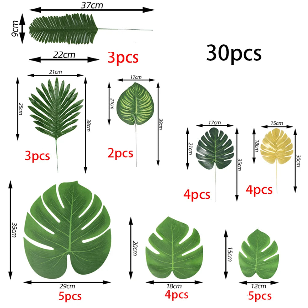 38PCS Artificial Palm Leaf Set Bulk – Realistic Tropical Faux Greenery Bouquet