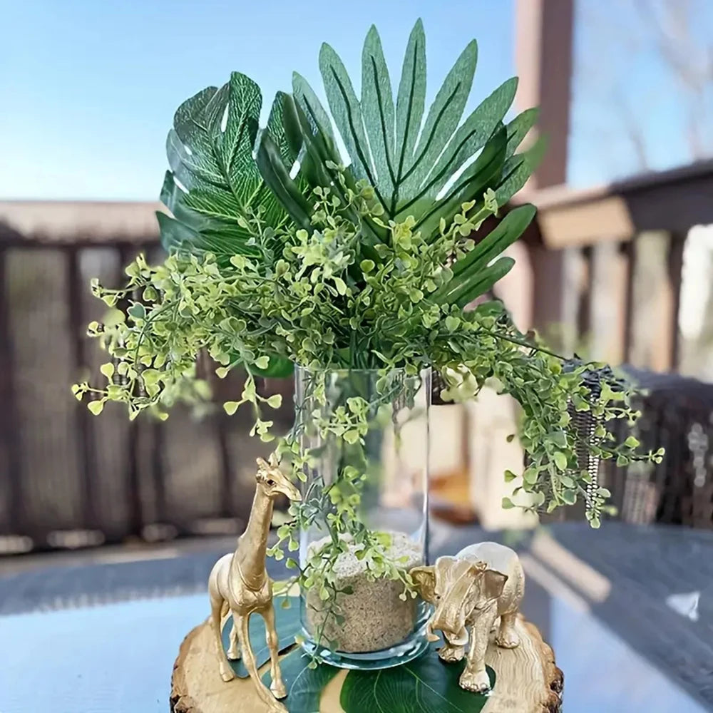38PCS Artificial Palm Leaf Set Bulk – Realistic Tropical Faux Greenery Bouquet