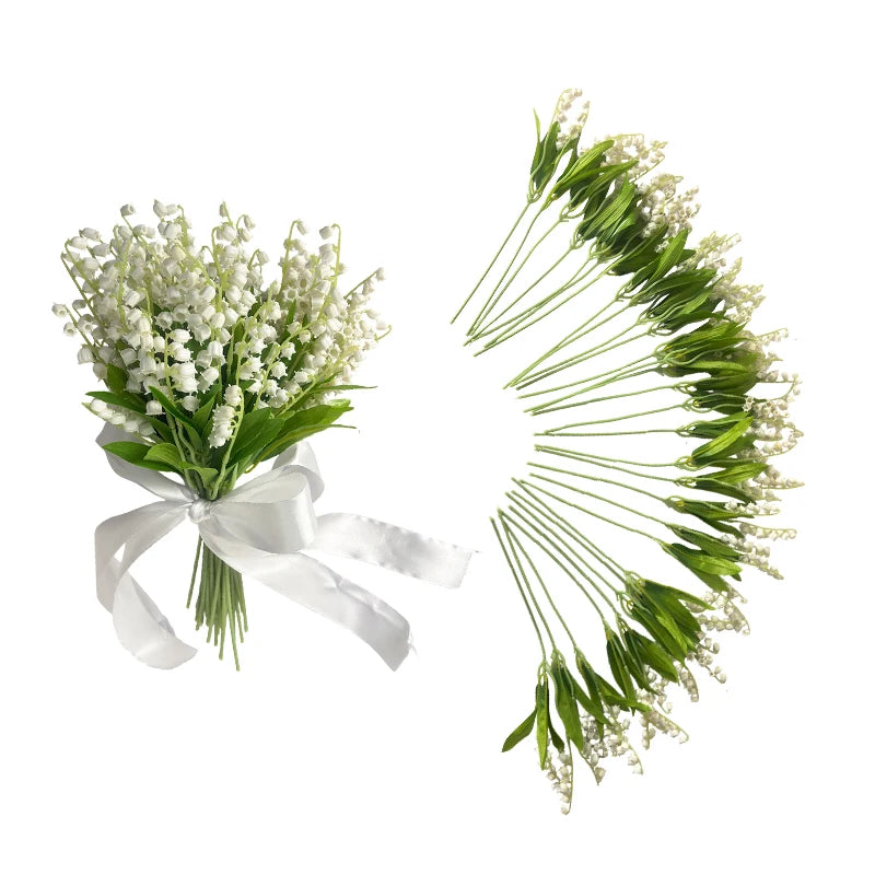 Artificial Lily of the Valley Bouquet Bulk – White Silk Bridal Artificial Bouquet