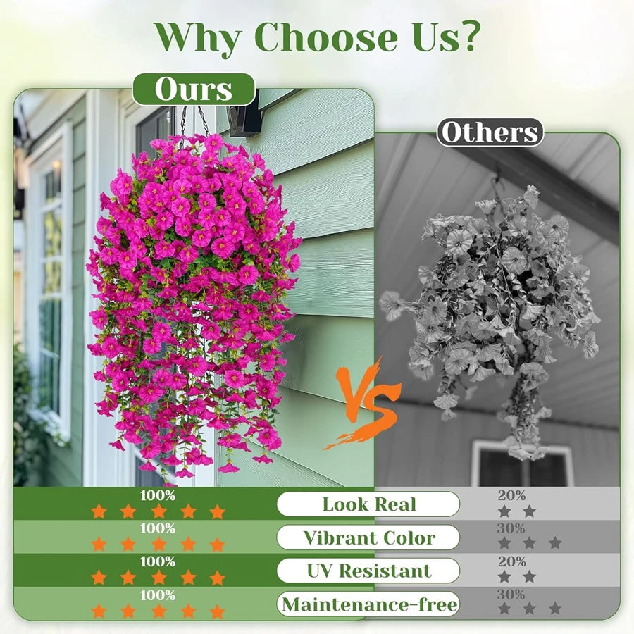 Artificial Morning Glory Flower Vine – Silk Hanging Floral Garland for Wedding Arch, Outdoor Garden Decor, Valentine’s Day Wreath, DIY Home Decorations