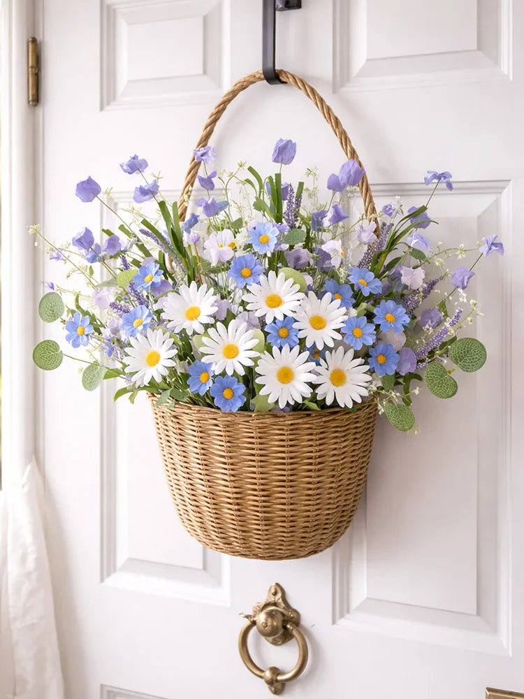 Artificial Spring Flower Picks – Silk Wildflower Bouquet with Daffodils, Daisies & Lavender