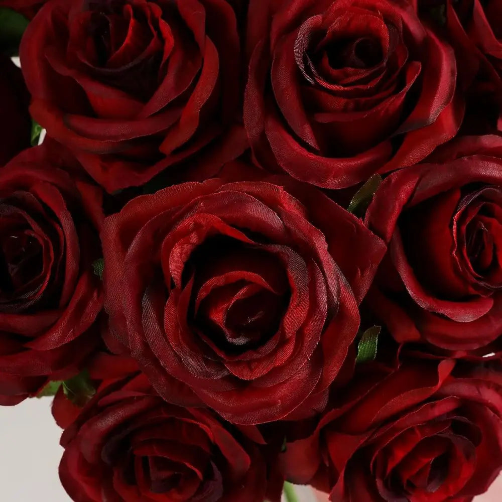 80PCS Burgundy Artificial Roses with Stems – Realistic Silk Faux Rose Flowers for Wedding Centerpieces, Party Decor, DIY Bouquets & Home Arrangements
