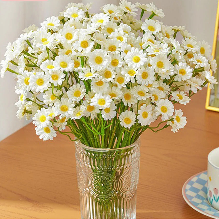 6PCS Artificial Daisy Bulk Bouquet – Polyester Faux Daisy Flowers