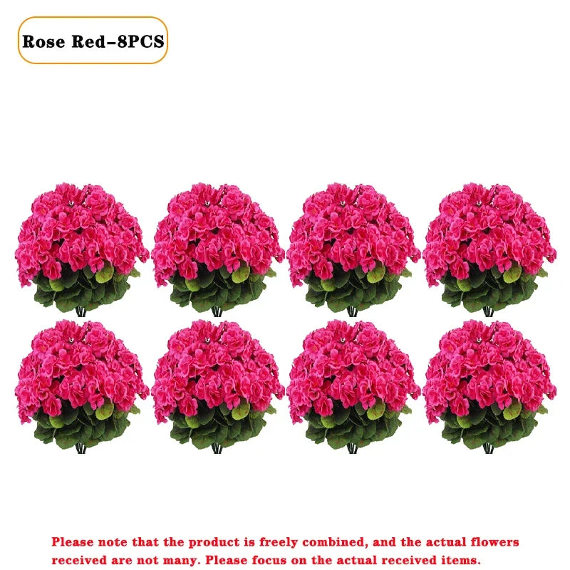 1-8PCS UV Resistant Artificial Begonia Flowers – Realistic Faux Outdoor Flower Heads for Garden, Porch, Patio, Wedding Decor & Floral Arrangements