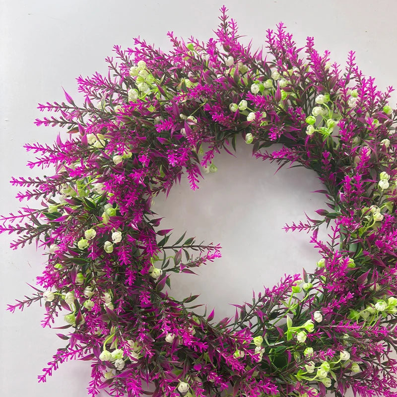Artificial Lavender Wreath Set – Hanging Lavender Wreaths for Indoor/Outdoor