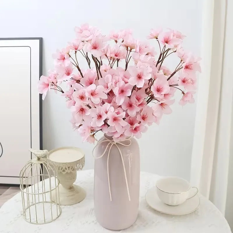 8PCS Artificial Peach Blossom Stems Bulk – Silk Cherry Blossom Branches