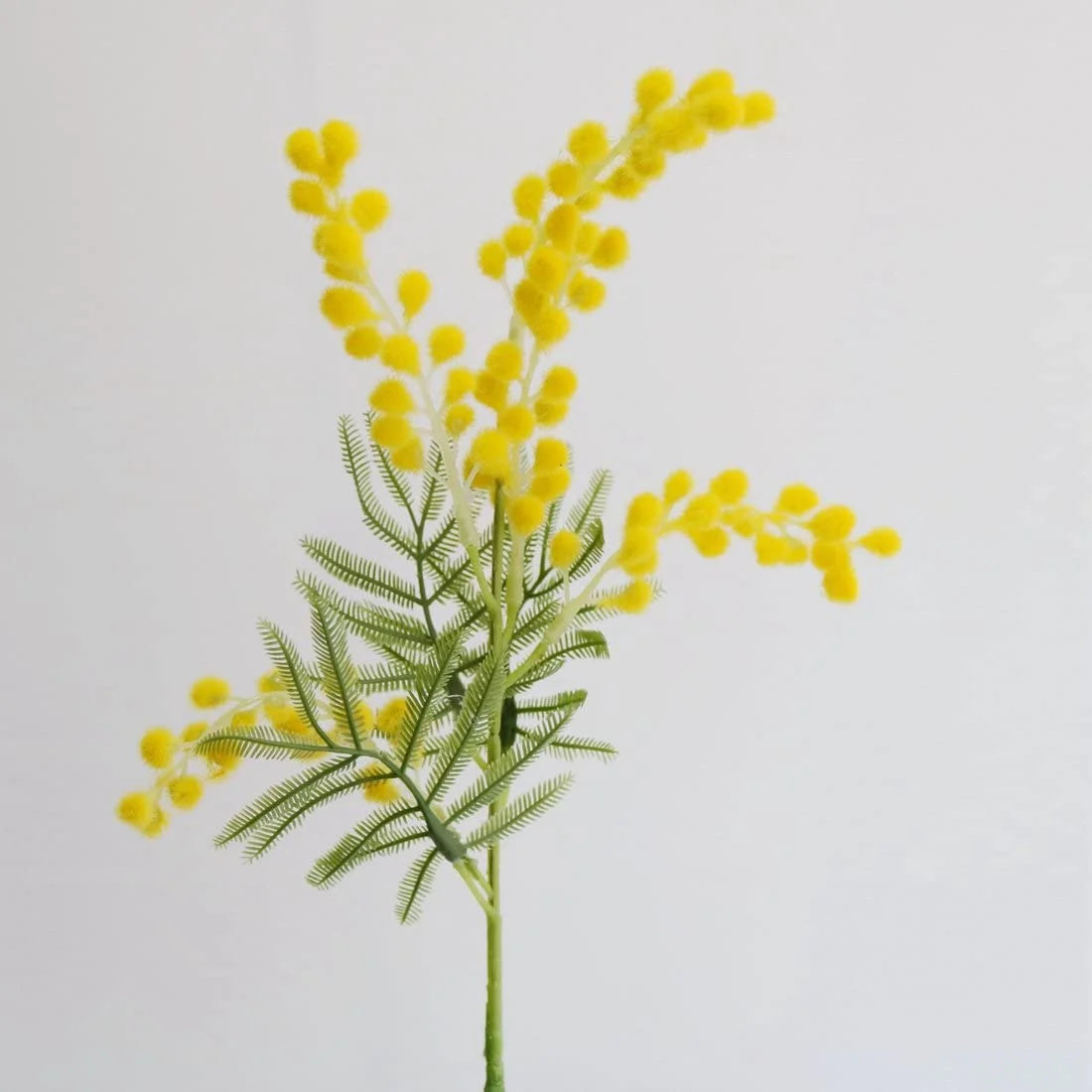 Artificial Albizia Julibrissin Mimosa Branch – 6pcs Yellow Flower Decor
