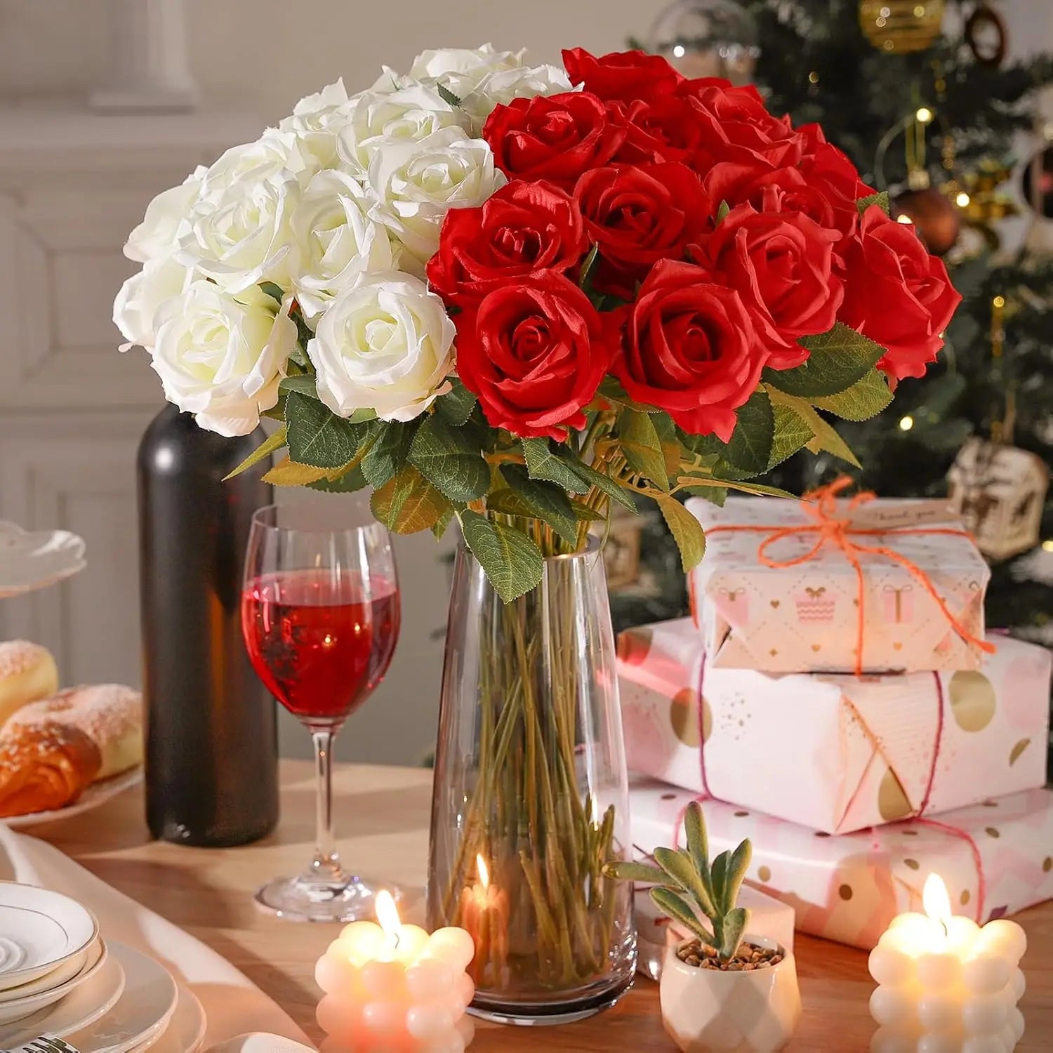 50PCS Bulk Artificial Velvet Roses – Faux Wedding Bouquet Flowers