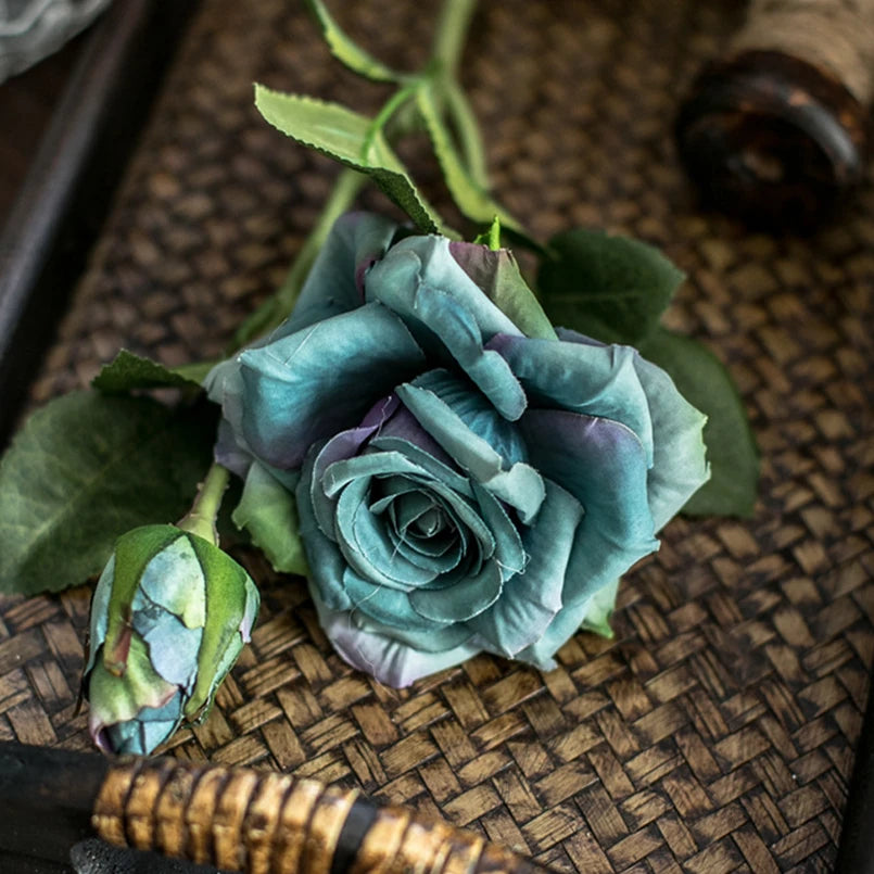 Artificial Pink Rose Branch Bouquet – Silk Big Bloom