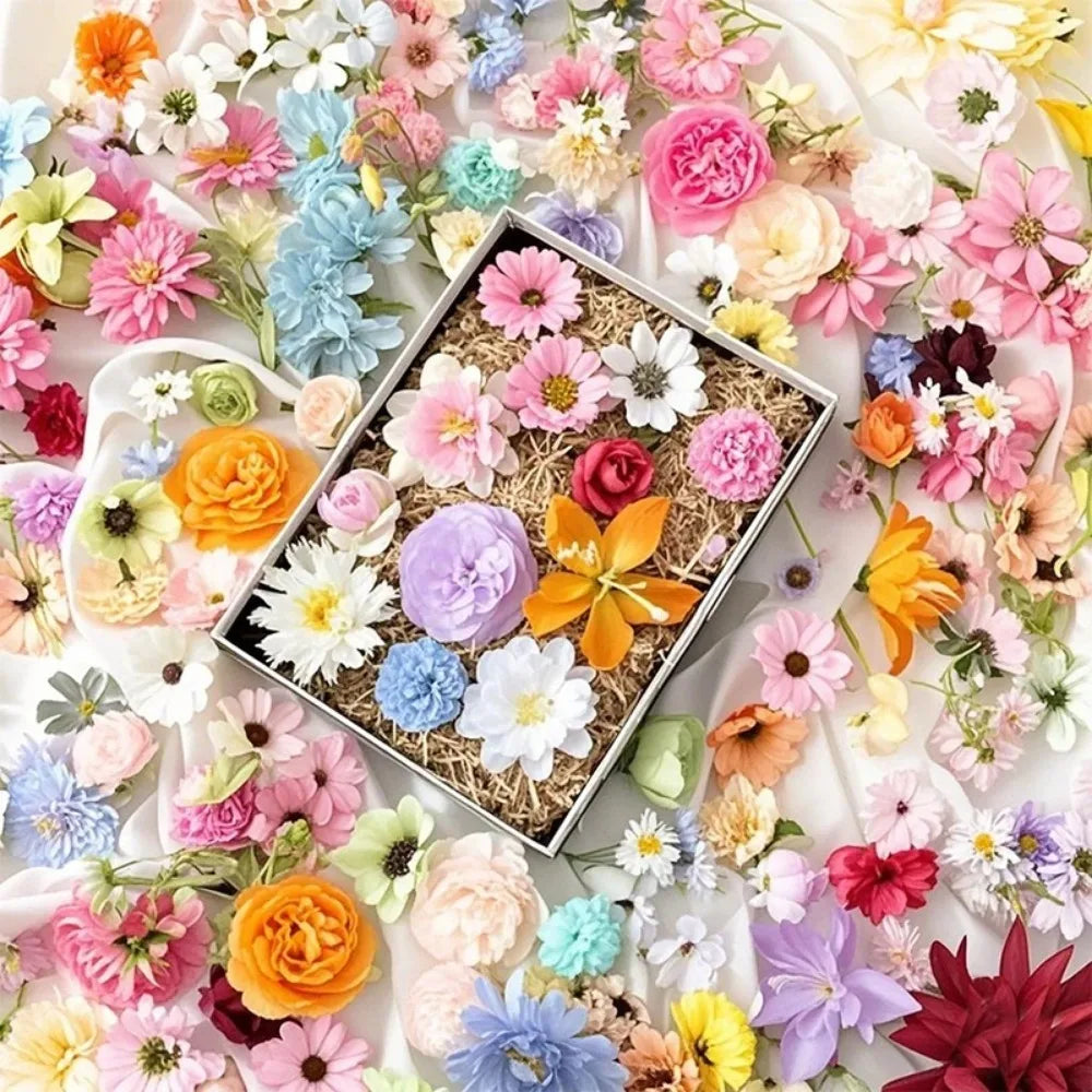 20/52PCS Mixed Artificial Silk Flower Heads Bulk – Realistic Faux Rose Set