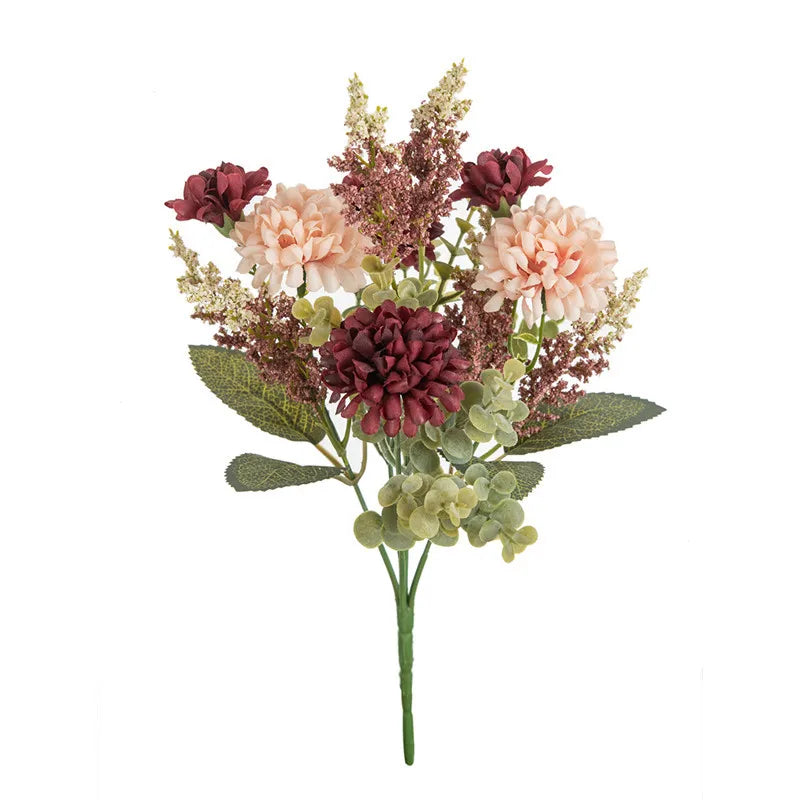 Artificial Lavender Ball Chrysanthemum Bouquet Bulk Arrangement