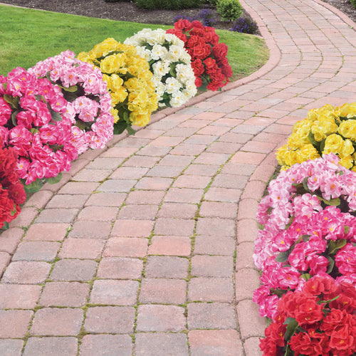 Artificial Begonia Flowers Bulk – Faux Bush Spikes for Outdoor Planters