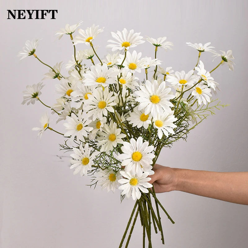 Artificial White Daisy Bouquet – Bulk Silk Faux Daisies (Set of 3/5/10)