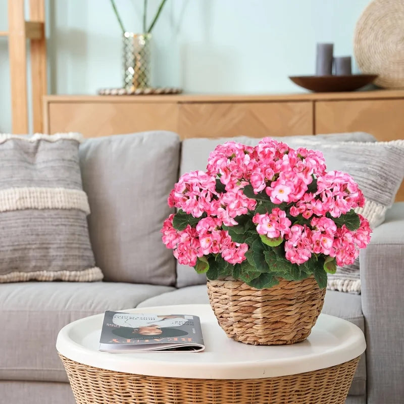 Artificial Pink Geranium Bouquet Bulk – 3 Branch Outdoor Begonia Flowers