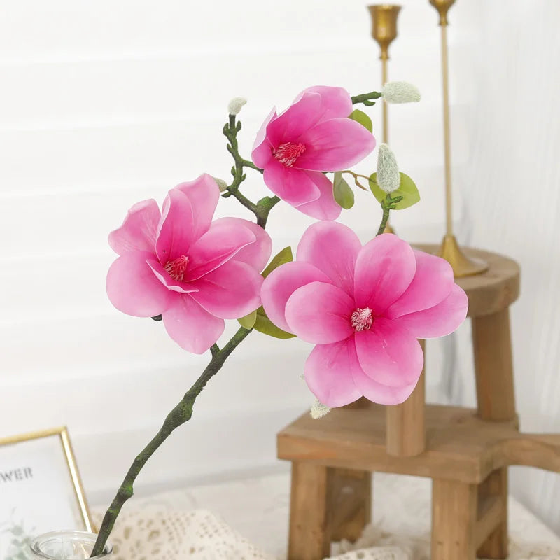 Artificial Magnolia Branch Bulk – 3-Head Real Touch Faux Flowers