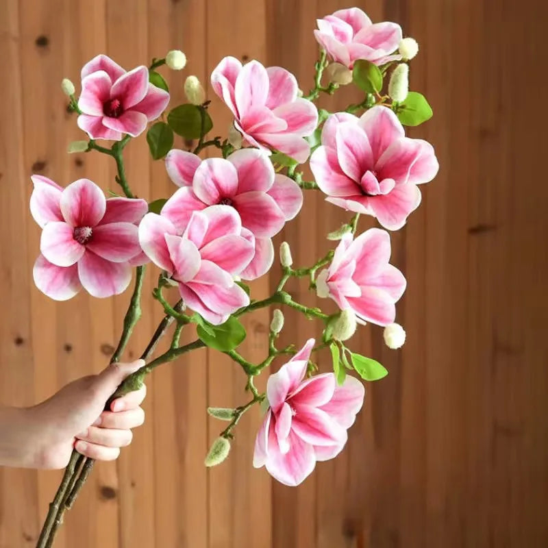 Artificial Magnolia Branch Bulk – 3-Head Real Touch Faux Flowers
