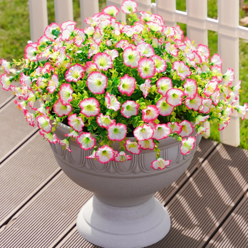 4 Bundles Artificial Morning Glory Flowers – UV Resistant Outdoor