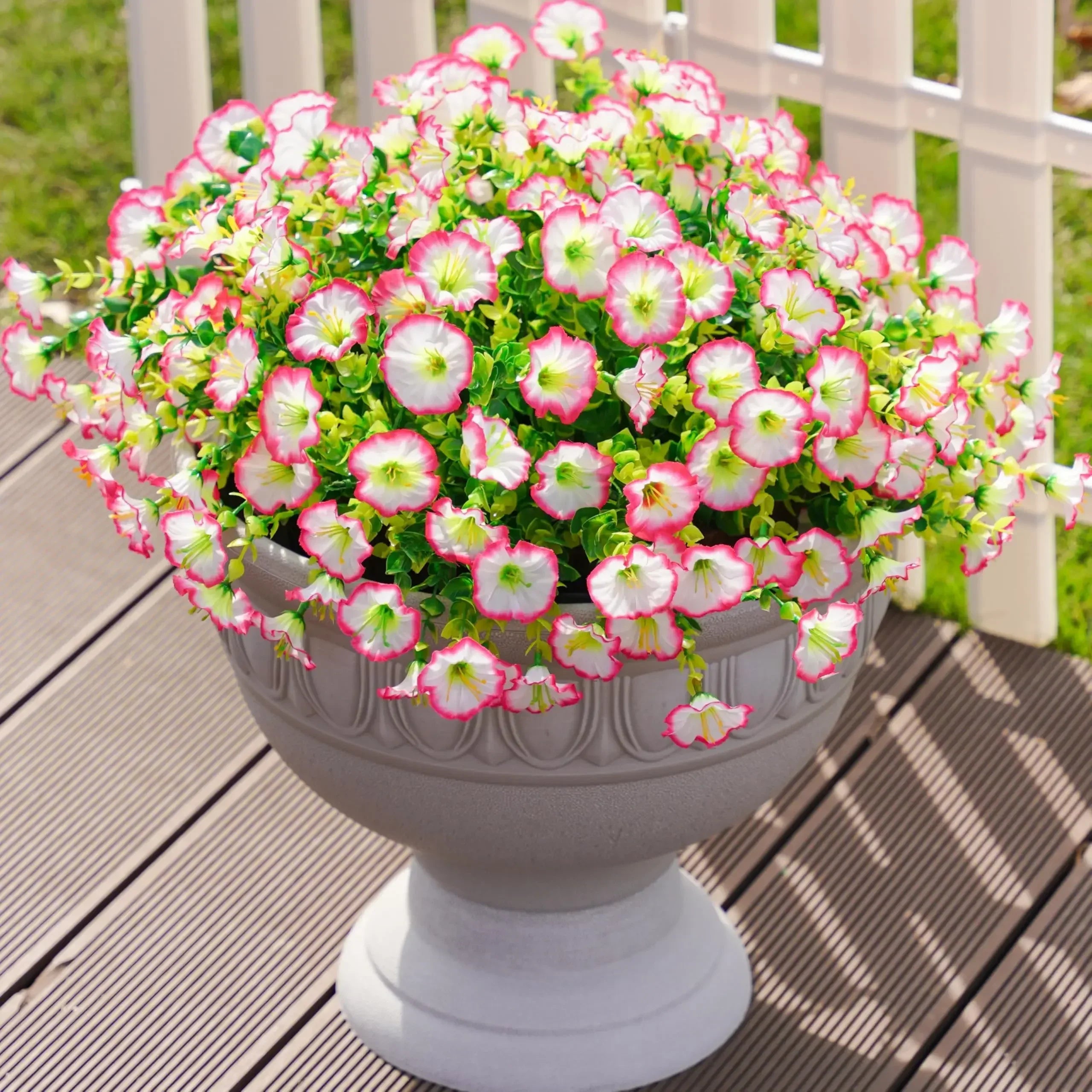 4 Bundles Artificial Morning Glory Flowers – UV Resistant Outdoor