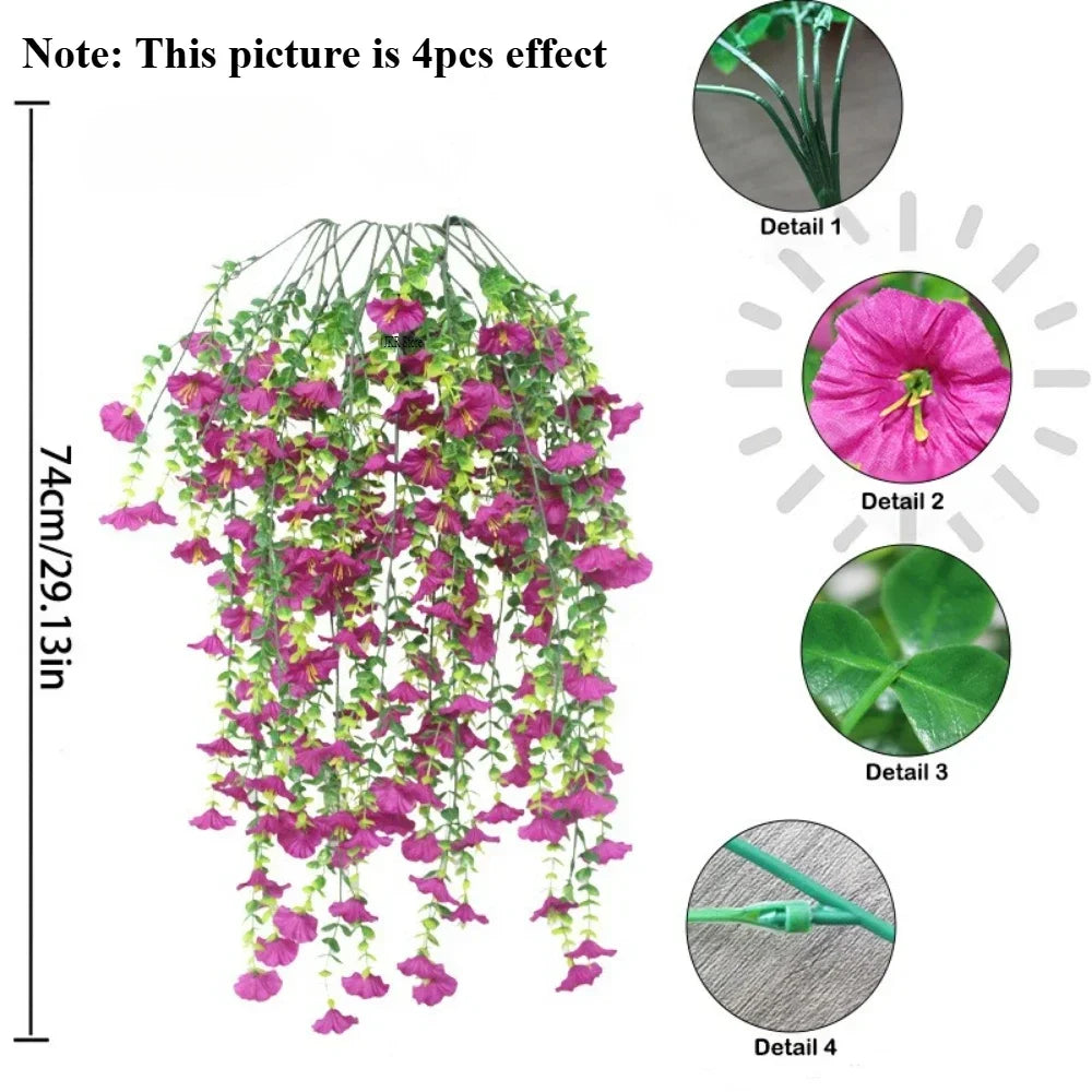 Artificial Hanging Flowers & Plants – UV Resistant Mixed Color Faux Flower Garland for Easter 2025, Wedding Decor, Home, Room & Outdoor Decoration