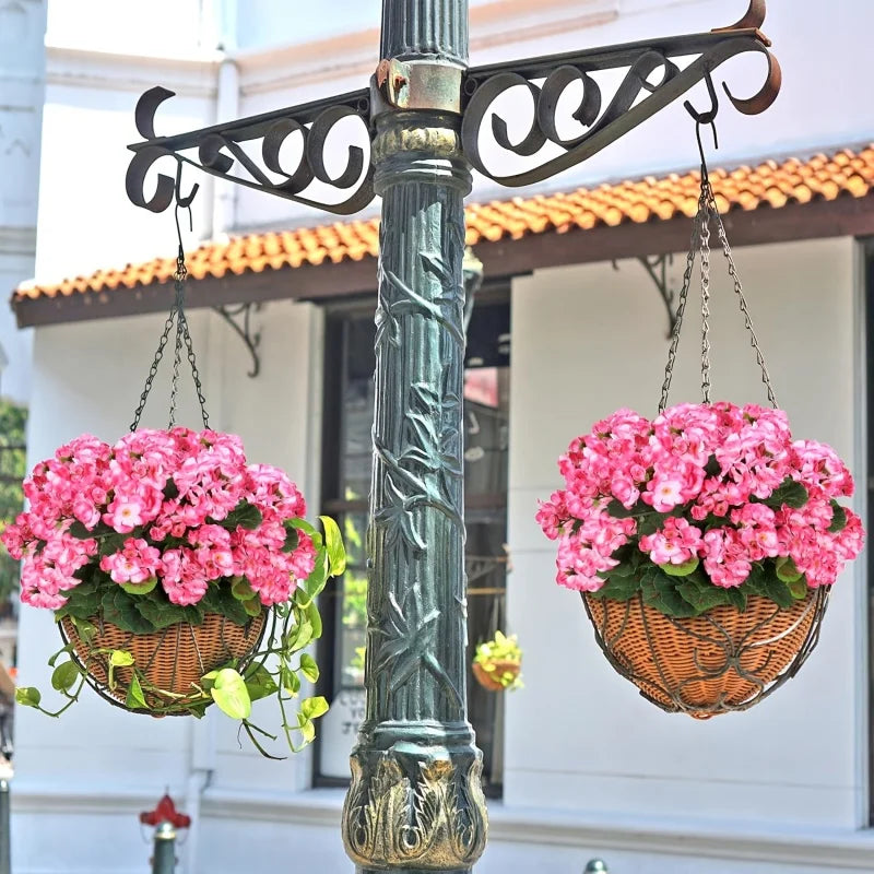 Artificial Pink Geranium Bouquet Bulk – 3 Branch Outdoor Begonia Flowers