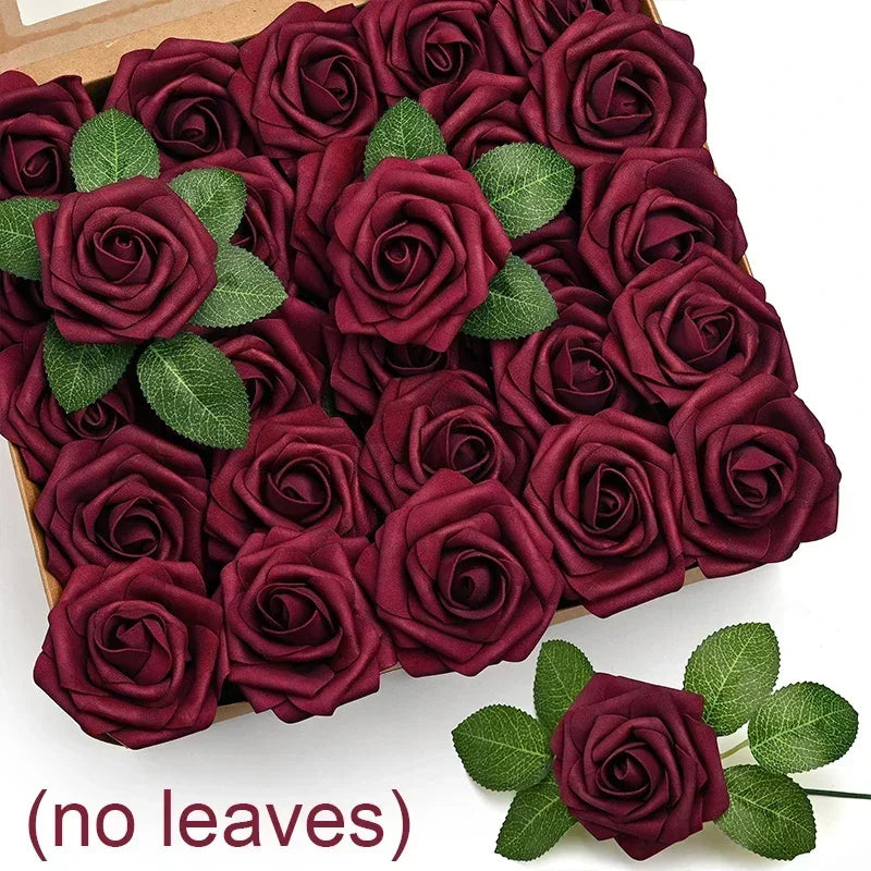 Artificial Red Foam Roses – Velvet DIY Wedding Flower Set