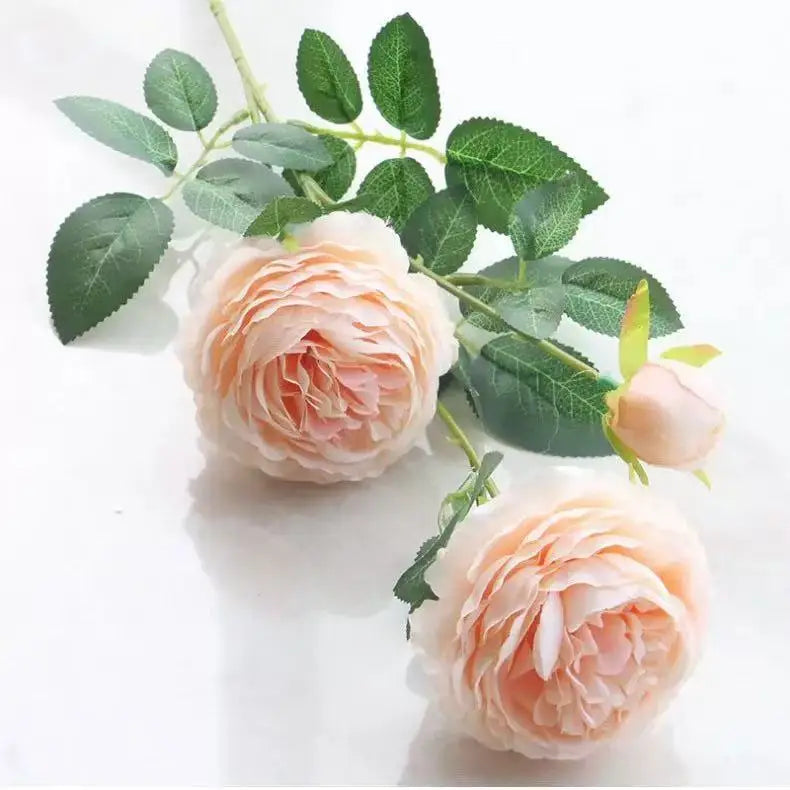 3 Head Artificial Peony & Rose Bouquet – Pink White Silk