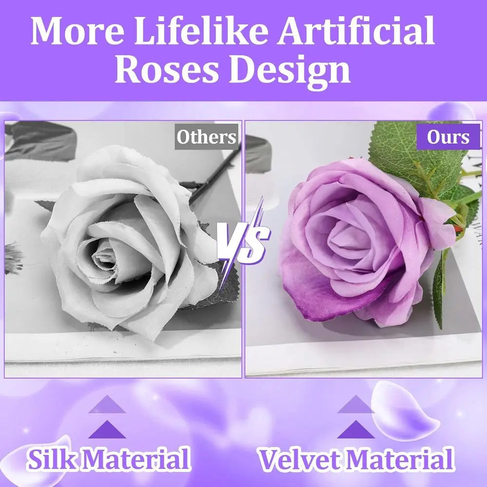90PCS Artificial Long Stem Roses – Velvet Touch Bulk Flowers