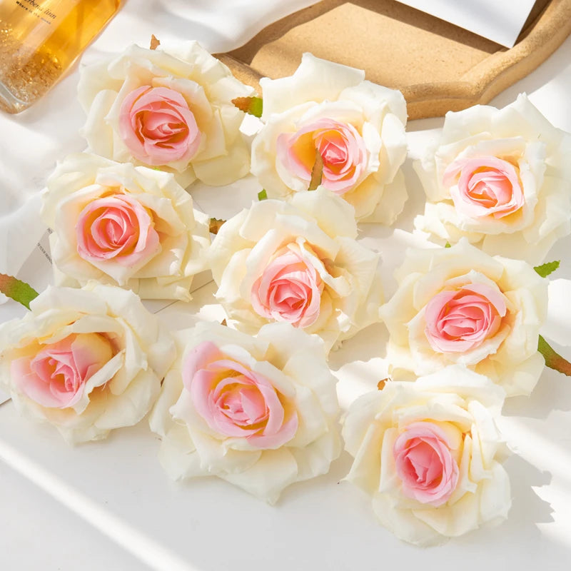 100PCS Artificial Silk Rose Heads Bulk – 10cm Faux Flowers