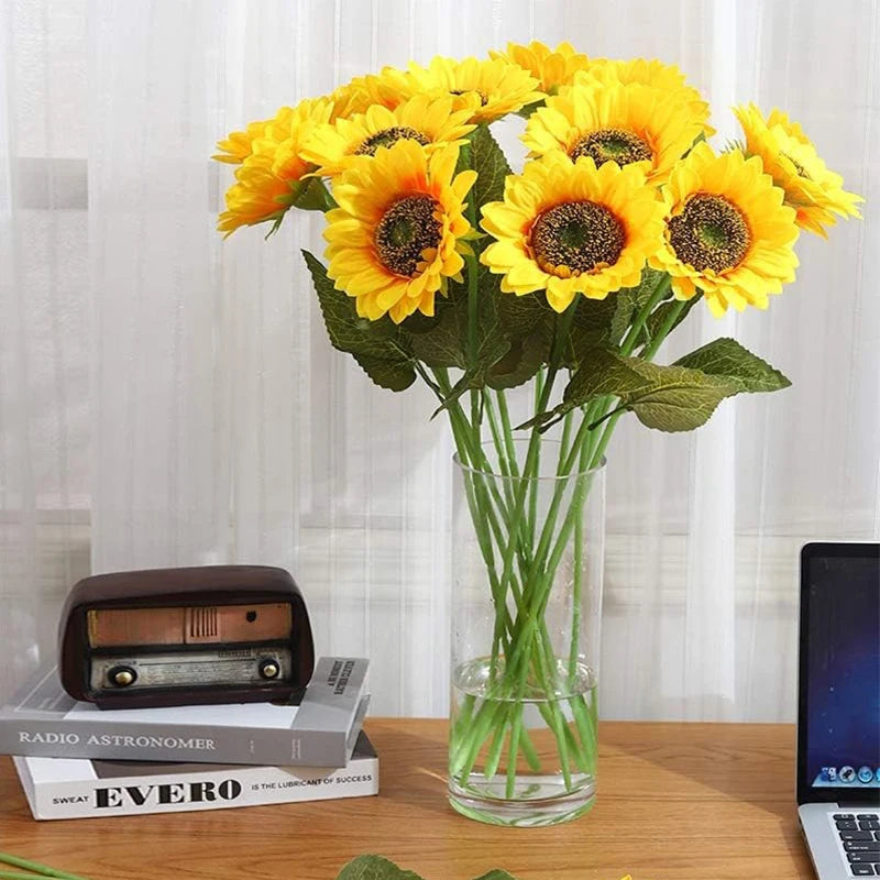 Artificial Sunflower Bouquet – Silk Real Touch Faux Flowers
