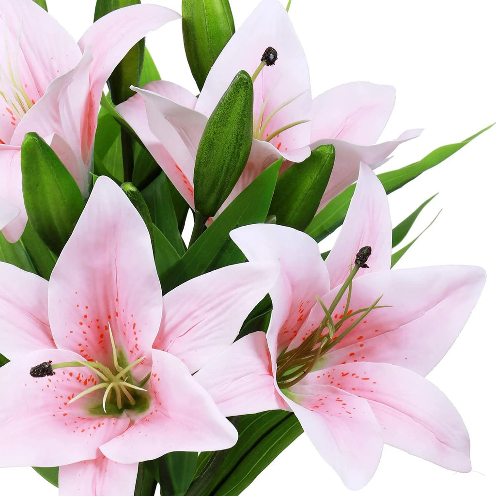 5 Bouquets Artificial Tiger Lily Flowers – Real Touch Faux Lily Bouquets