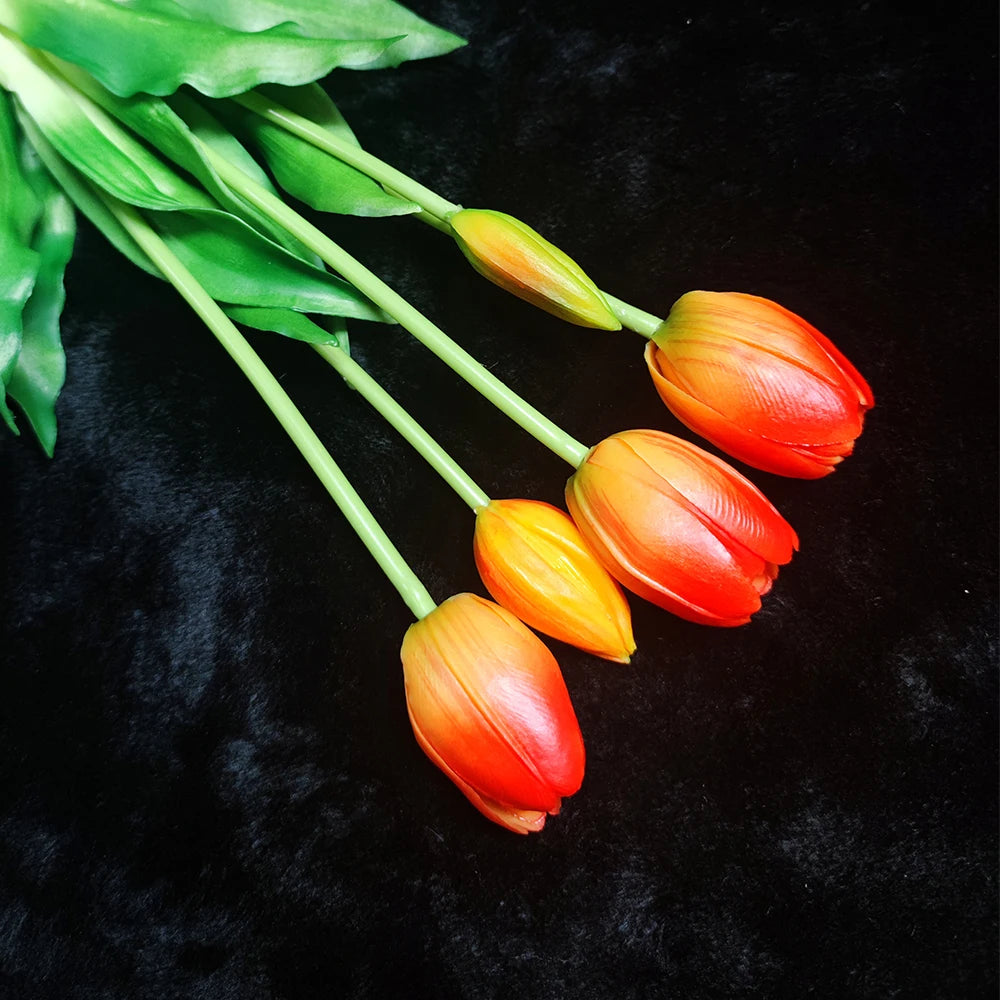 5PCS Real Touch Silicone Tulip Artificial Flower Bouquet Bulk – Latex Faux Tulips